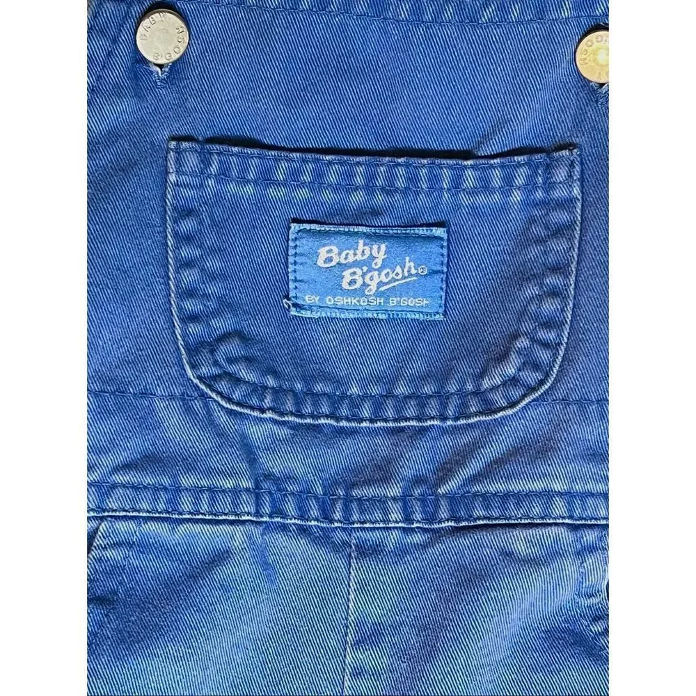 Vintage Royal Blue Oshkosh B'Gosh Shortalls Overalls Size 18M 80's/90’s Vestback